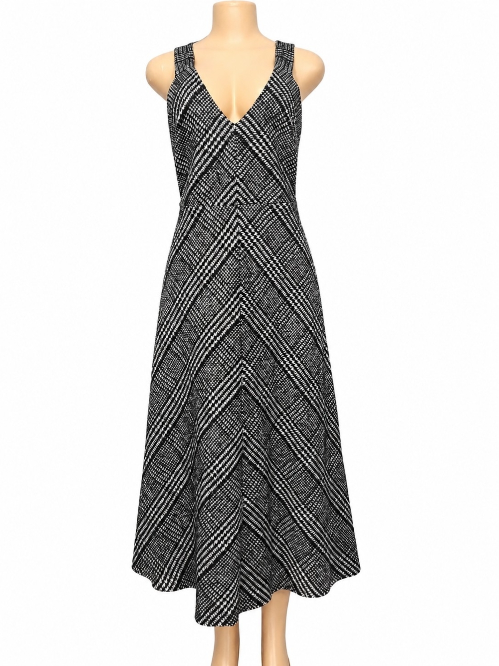Mango Black & White V-Neck Maxi Dress